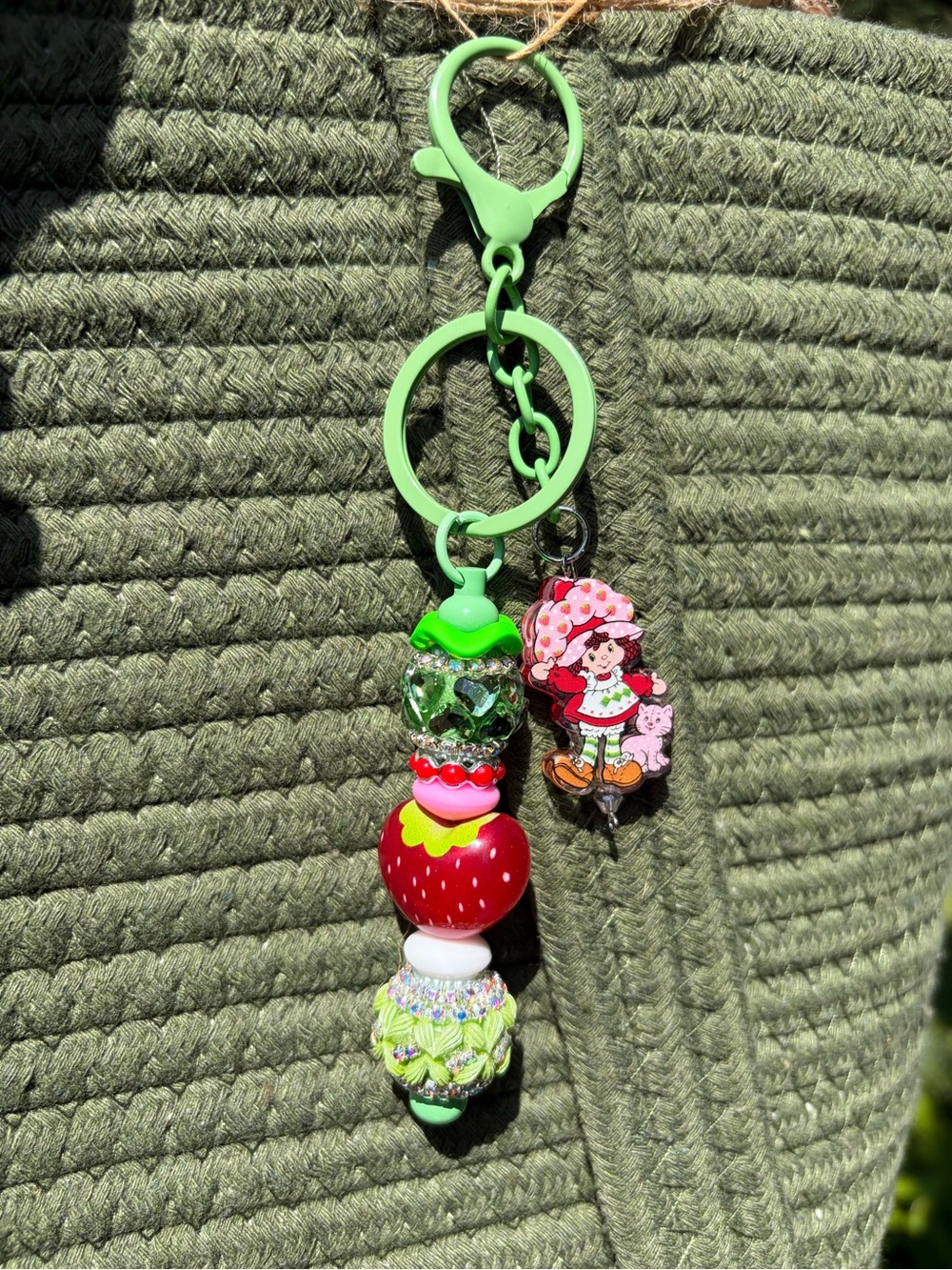 Strawberry Shortcake Bead Keychain Charm